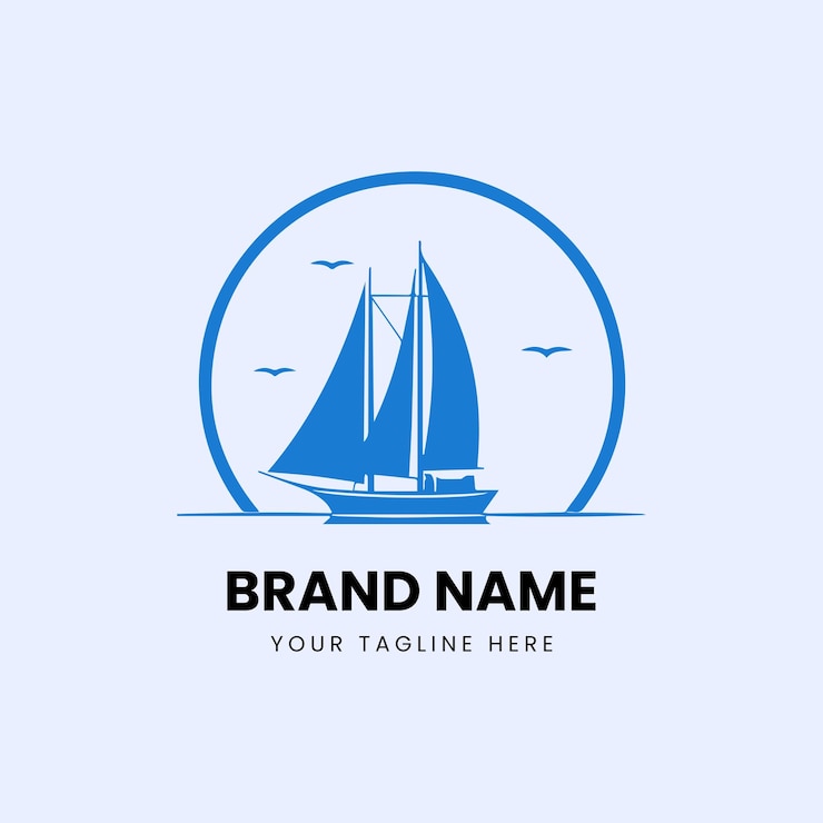 Vector plat minimale boot schip logo ontwerp