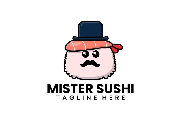 Plat modern sjabloon meneer sushi-logo