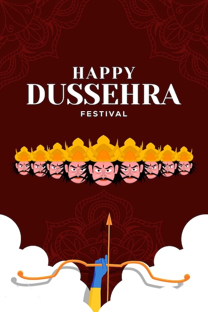 plat ontwerp gelukkig dussehra festival verticale banner illustratie