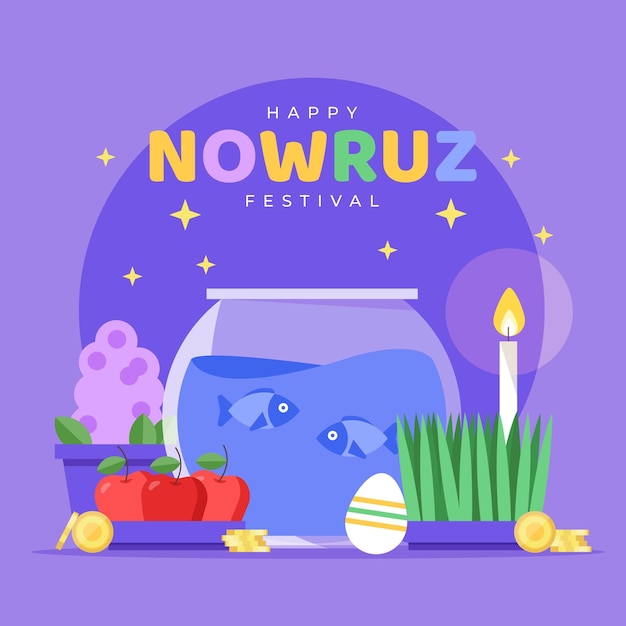 Vector plat ontwerp gelukkig nowruz