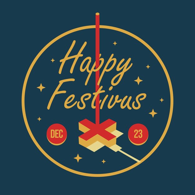 plat ontwerp happy festivus wenskaart sjabloon vector