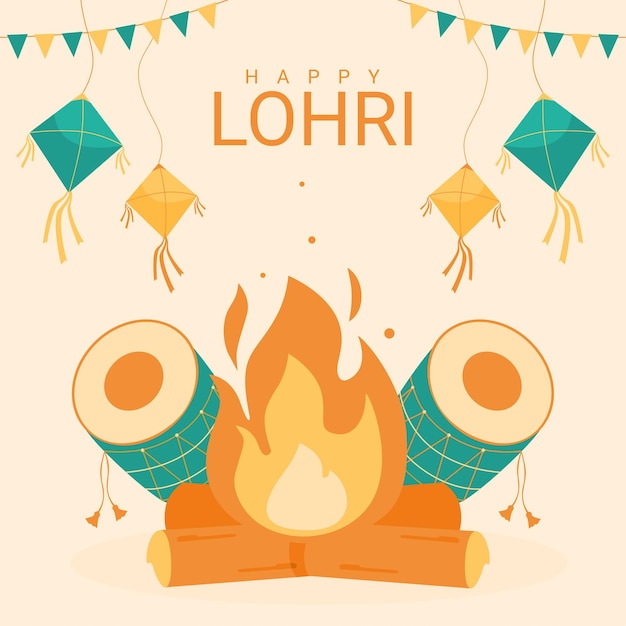 Plat ontwerp happy lohri achtergrond sjabloon vector