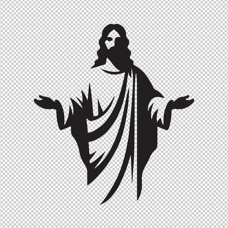 Vector plat ontwerp jezus silhouet geïsoleerd op witte achtergrond