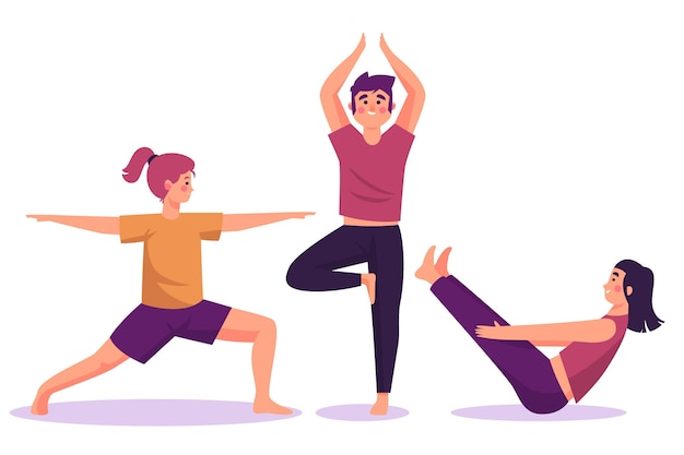 Vector plat ontwerp mensen doen yoga