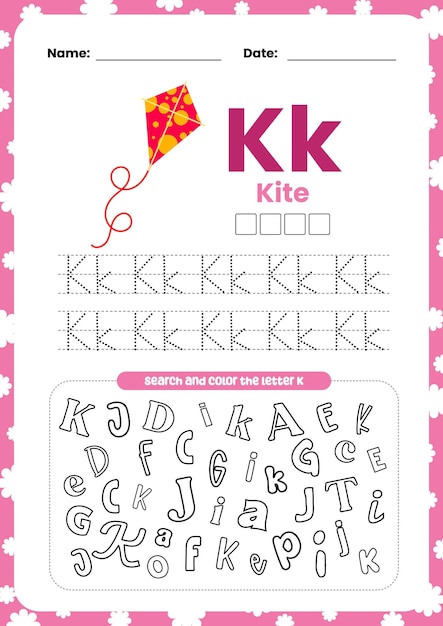 plat ontwerp schattig kleurrijk alfabet engels flashcard kleurspoor afdrukbaar voor kinderactiviteit