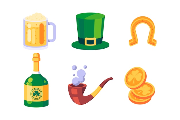 Plat ontwerp st. patrick's day-elementen