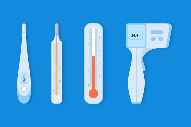 Vector plat ontwerp thermometer type pakket