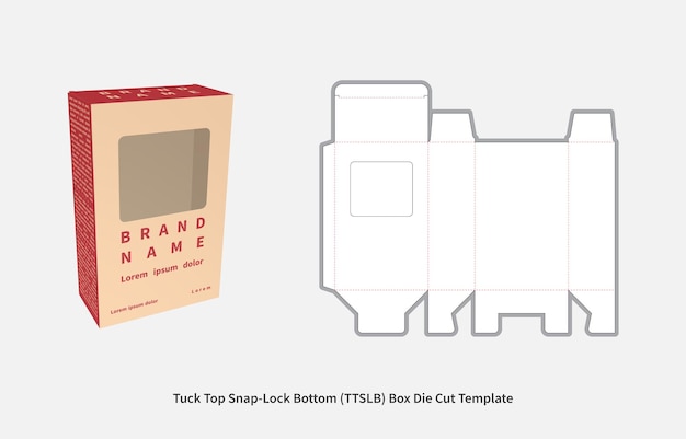 Plat ontwerp Tuck Top Snap Lock onderste vak gestanst sjabloon