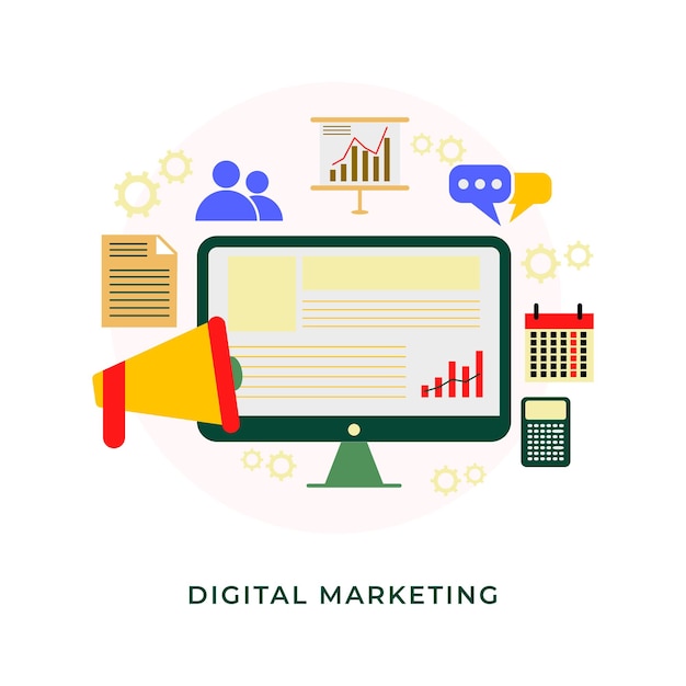Plat ontwerp voor digitale marketing