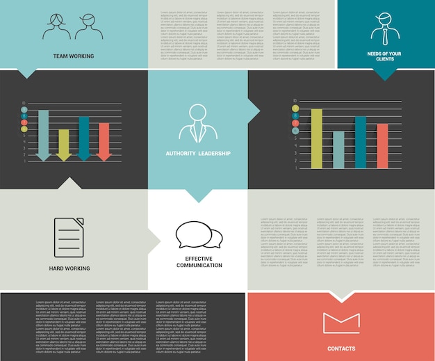 Plat rechthoekig vakdiagram voor infographics.