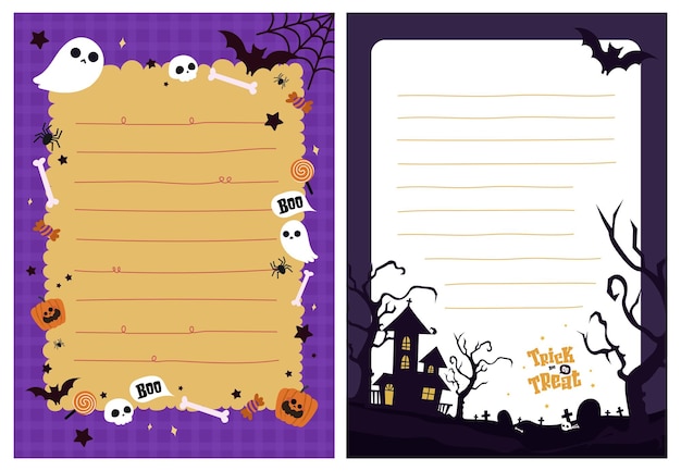 plat schattig ontwerp vector happy Halloween notities dagboek