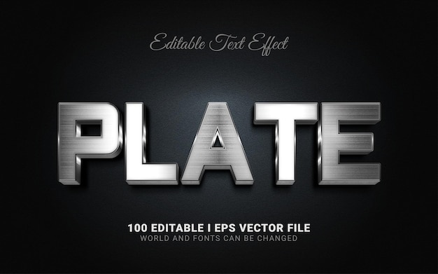 Plate 3d style text effect
