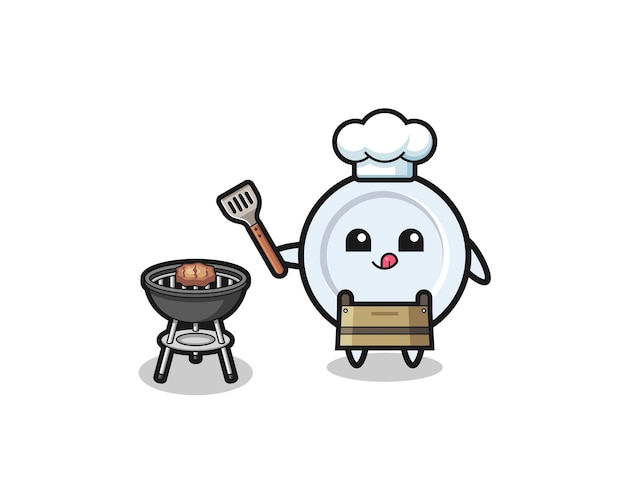 Plate barbeque chef with a grill