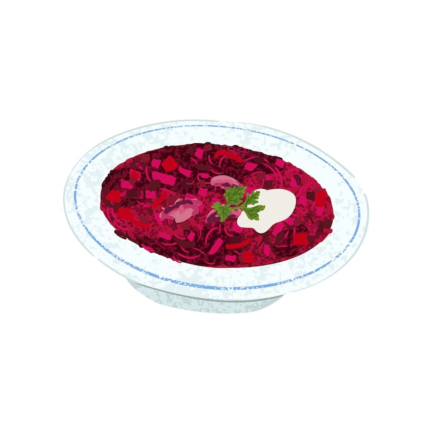 plate of borscht colorful illustration