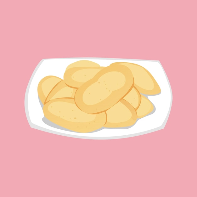 Vector a plate of cookies on a pink background.