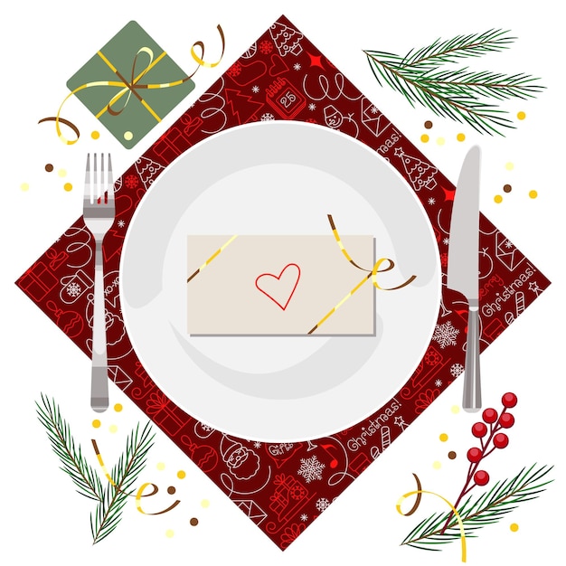 plate and cutlery for the festive table