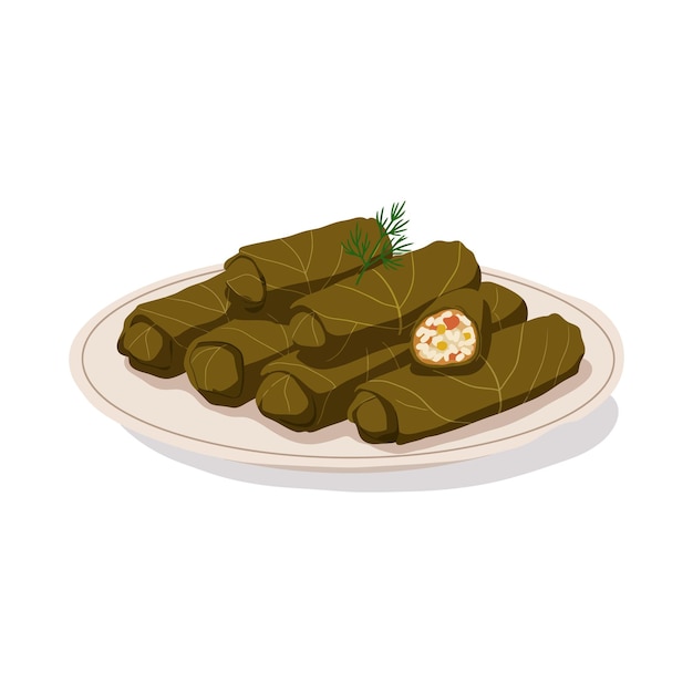 美味しい ぶどう の 葉 を め た 皿