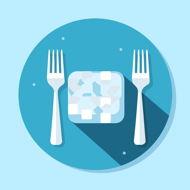 Vector a plate of food with a fork and knife