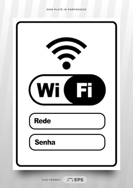 Вектор Табличка для печати сети wi-fi и пароля на бразильском португальском языке