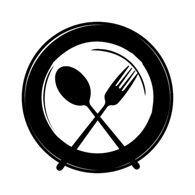 Plate fork and knife icon in flat style Food symbol isolated Plate icon Flat vector illustration