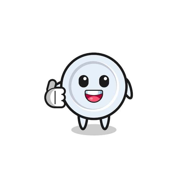 Plate mascot doing thumbs up gesture