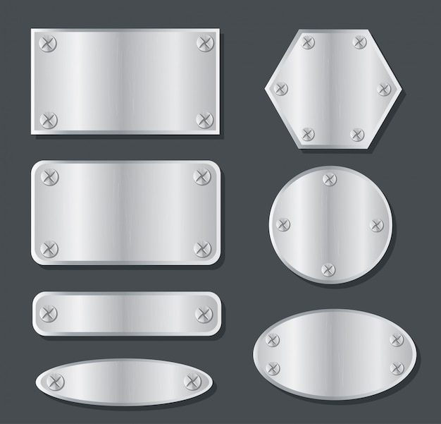 Vector plate metal banner set