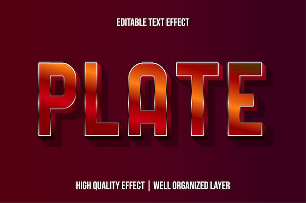 Plate, Metallic Editable Modern Text Effect Font Styles