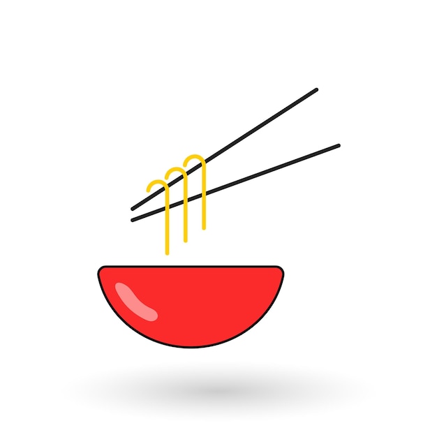 Plate noodles neon icon Glowing Vector illustration icon for mobile web and menu design Food concept