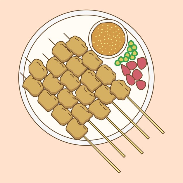 Satay 인도네시아 음식 한 접시