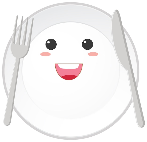 Vector plate smiling with knife and fork