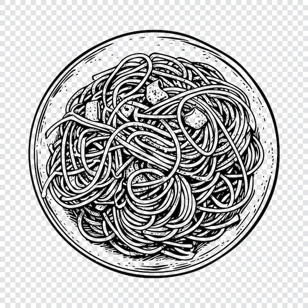 Vector plate of spaghetti hand drawn engraving style vector illustration