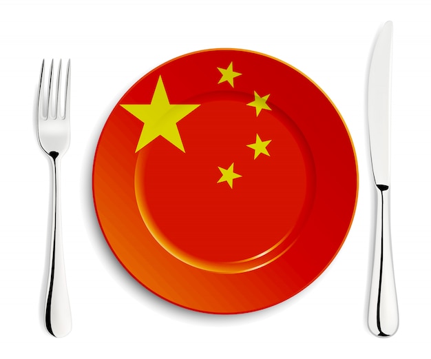 Plate with flag of China