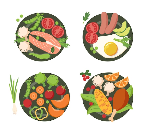 Vector plate with food set1