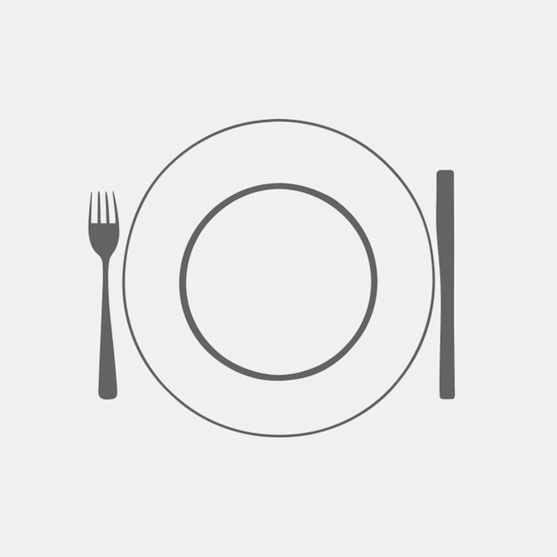 Vector plate with fork and knife vector illustration line art