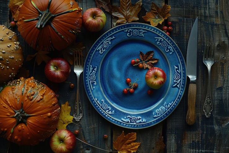 Vector a plate with a knife and a plate with the word pumpkin on it