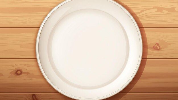 Vector a plate with a white plate on a wooden table