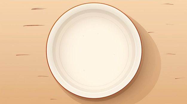 Vettore un piatto con un piatto bianco su un tavolo di legno