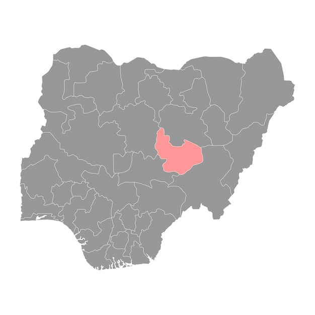 Plateau staat kaart administratieve afdeling van het land van Nigeria Vector illustratie