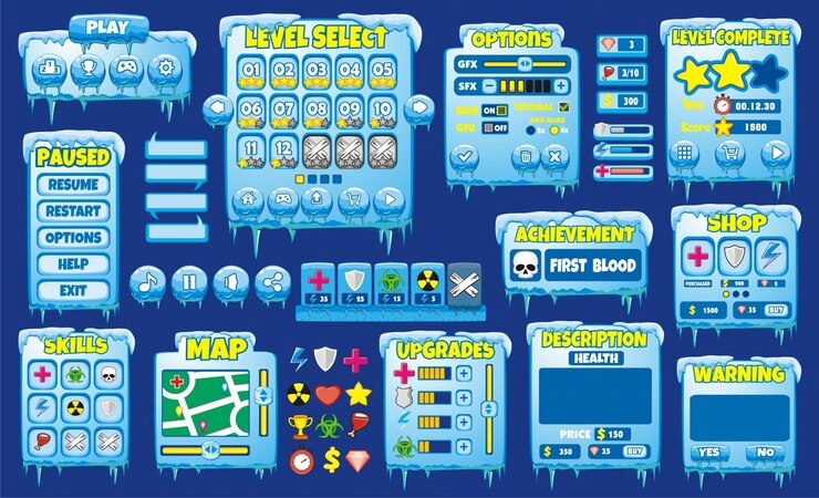 Vector platform game user interface for mobile game and app
