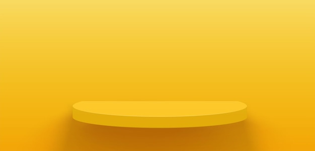 제품 디스플레이를 위한 노란색 벽 배경의 플랫폼 반원 모양