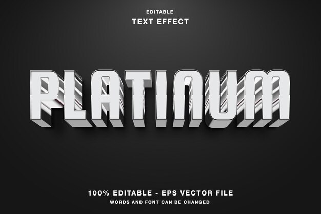 Platinum 3d bewerkbare tekst-effect