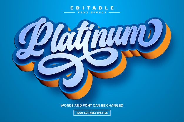 Platinum 3D editable text effect template