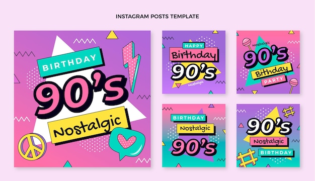 Platte 90s nostalgische verjaardag instagram post