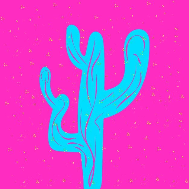 Platte abstracte neon icoon sticker knop met zon cactus in retro stijl met krassenPlatte abstracte neon icoon sticker knop met zon cactus in retro stijl met krassen