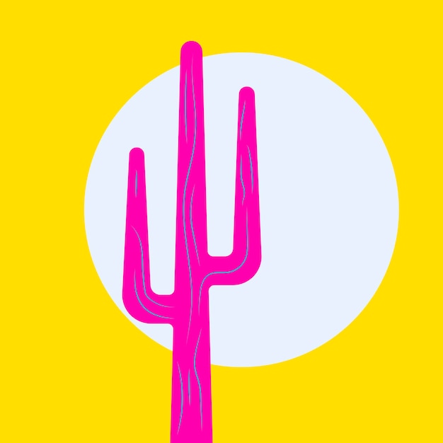 Platte abstracte neon pictogram sticker knop met zon cactus