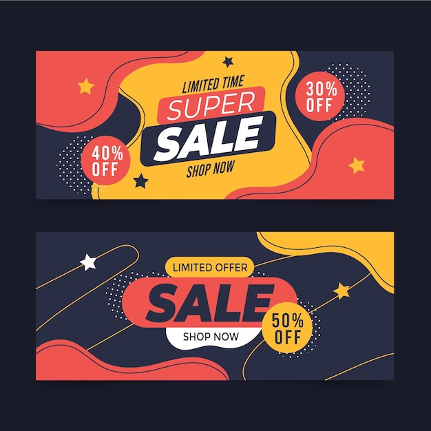 Platte abstracte verkoop banners set