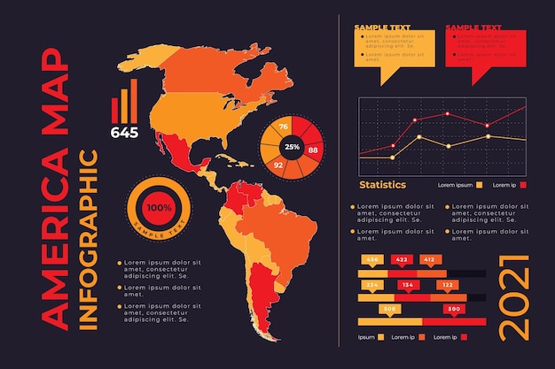 Platte amerika kaart infographic