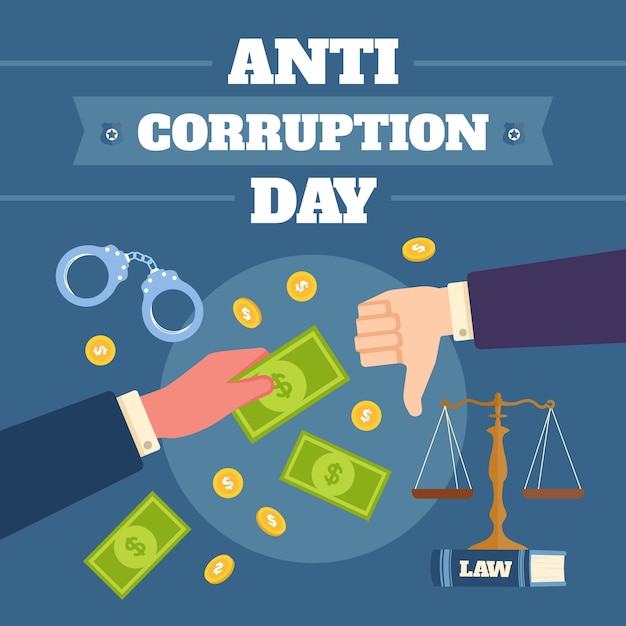 Platte anti-corruptie dag illustratie