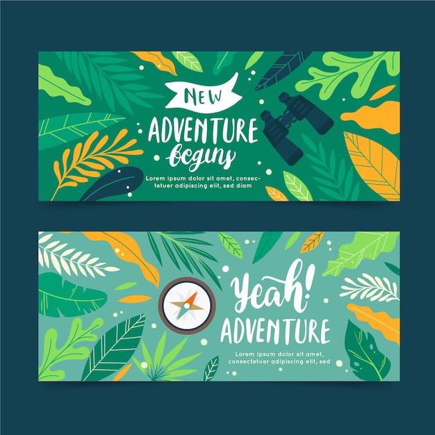 Vector platte avonturenbanners