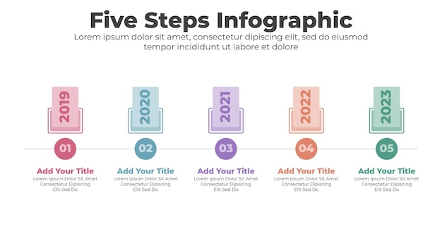 Platte banners voor infographic. presentatiedia met 5 opties of stappen